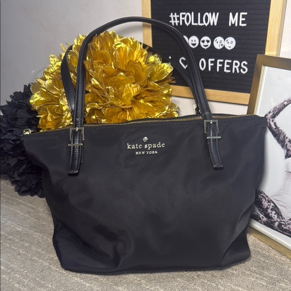 Kate Spade Black Tote with Gold Accents - Picture 2 of 12